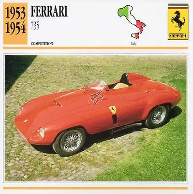£1.99 • Buy 1953-1954 FERRARI 735 Racing Classic Car Photo/Info Maxi Card