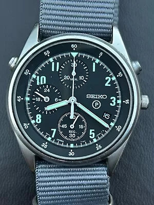 SEIKO RAF Gen2 Chronograph Watch Issued To The RAF/RN Pilots 1997 Military Watch • £495