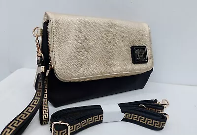 Versace Parfums Black And Gold Purse Clutch Wristlet Convertible Crossbody Bag • $62.99