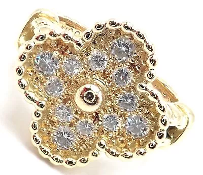 Authentic! Van Cleef & Arpels Vintage Alhambra 18k Yellow Gold Diamond Ring • $5800