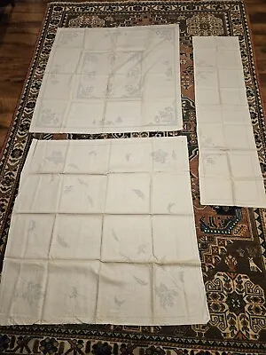Vintage Embroider Cross Stitch Patterns Linen Bridge Card Tablecloths Napkins 4 • $15