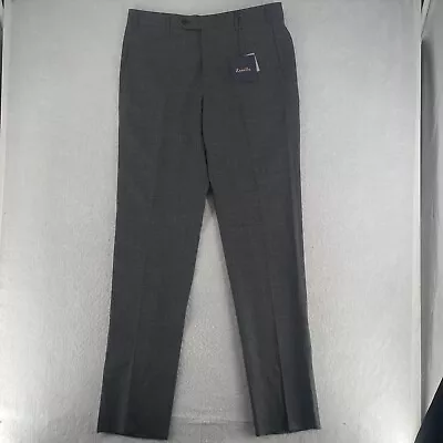 Zanella Devon 100% Wool Dress Pants Men’s Size 35 35x36 Unhemmed Gray NWT • $109.99