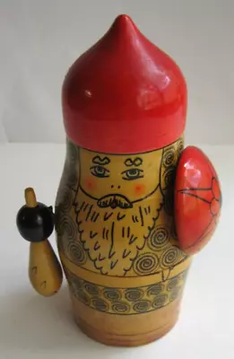 Vintage RUSSIAN WARRIOR KING MATRYOSHKA NESTING DOLL 5 Piece Set • $25