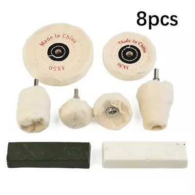 8 Pcs Polishing Kit Dome Goblet Cylinder Mop Buffing Wheel Compound Metal Polish • $26.69