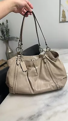 Coach ‘Alexandra’ Tote Bag Cream Silver Leather 17  L X 12  H Large • $99