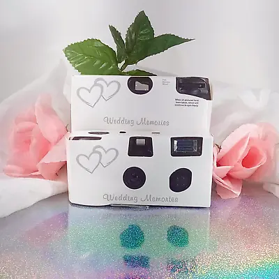 5 Double Hearts Disposable Cameras Wedding Anniversary Single Use (F50346) • $83.45