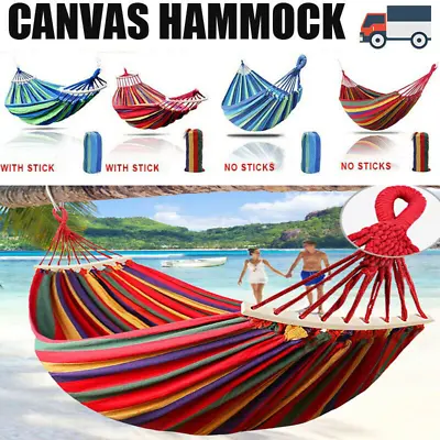 2 Person Double Camping Hammock Chair Bed Outdoor Hanging Swing Sleeping Garden • $18