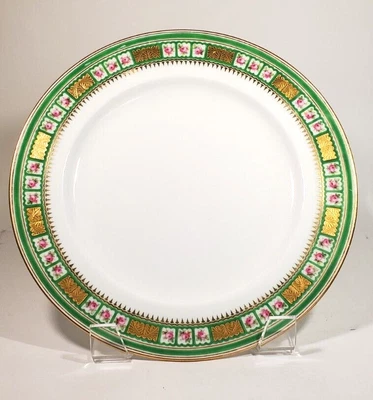 £63.29 • Buy Antique Minton Hand Painted Raised Enamel Cabinet Plate Pink Emerald Green Gilt 