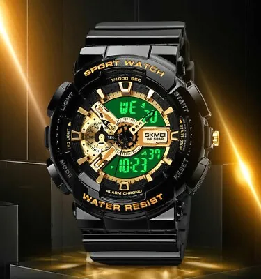 Digital Analog Mens Sport Watch Skmei Military Wrist Watch Shockproof Waterproof • $30.90