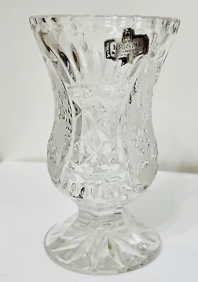 Vintage Kristal Zajecar Vase 24% Lead Crystal Cut Glass NOS Frosted Panels • $7.99