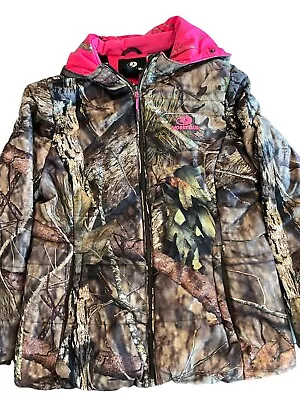 Mossy Oak Break Up Heavy Jacket Parka Brown Pink Women Camouflage Sz Large 42-44 • $39