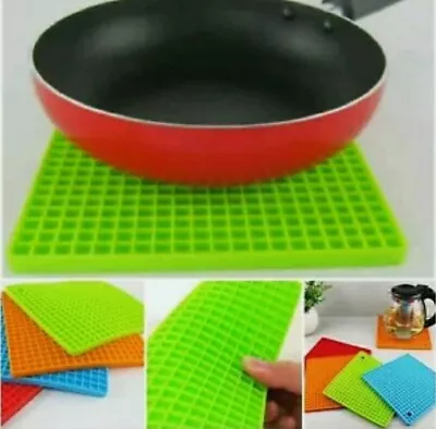 £3.48 • Buy Silicone Trivet Mat Heat Resistant Pot Holder Thick Square Non-slip Trivet Pad