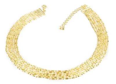 Gold Plated 6 Row Multi Strand Chain Choker Collar Necklace Fashion Jewellery • £14.95