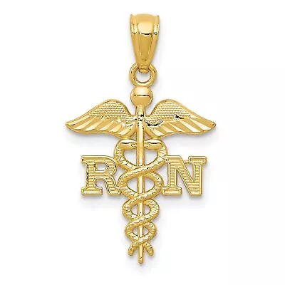 10k Yellow Gold Diamond-Cut Polished RN Nurse Pendant 19 Mm X 14 Mm • $75.99