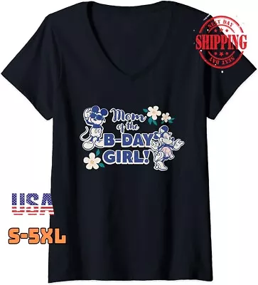 Micky Minnie Mouse Birthday Mom Of The B-day Girl Crew Neck T-shirt Fast Ship • $11.45