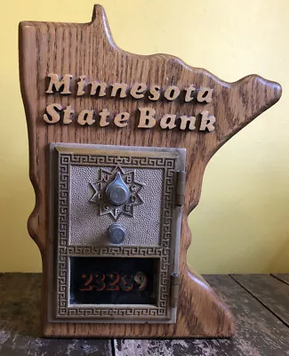 Vtg USPS P O Post Office Box Door In Wood Bank Minnesota State Bank Box Combo? • $39