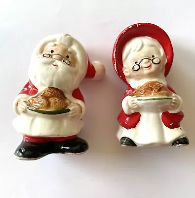 Lefton Mr And Mrs Santa Clause Salt And Pepper Shakers With Turkeys • $20