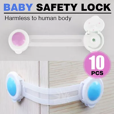 $10.98 • Buy 10X Safety Door Lock Fridge Drawer Toilet Cupboard Cabinet For Baby Kids Child