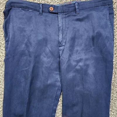 Tommy Bahama Chino Pants Mens 36 X 32 Linen Lyocell Blue Dark Wash Tropics • $25