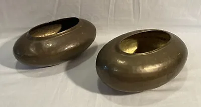 Pair Hammered Copper Oval Planters Bowls Decorative Crafts Inc. Mission Arts • $25