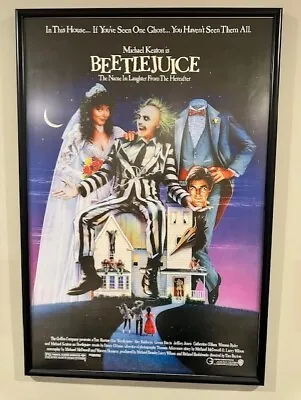 Michael Keaton Beetlejuice Autographed 36 X 24 Movie Poster W/ UV Filter Frame • $875