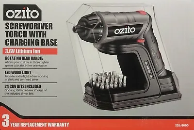 OZITO Cordless Screwdriver Screw Driver 3.6V USB Rechargeable Battery Case Torch • $89