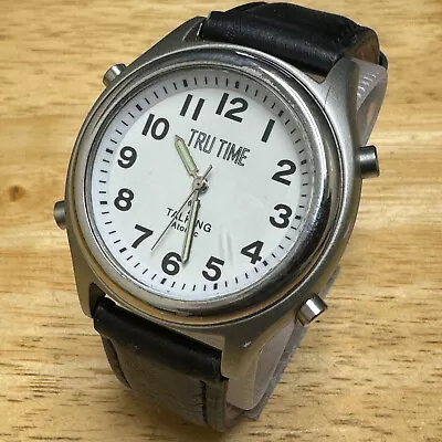 Tru Time Quartz Watch Men Radio Controlled Talking LeatherAnalog New Battery • $34.99