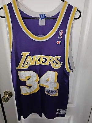 $19.99 • Buy Vintage Los Angeles Lakers Champion Jersey Size 44 Shaq O'neal