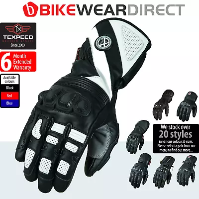 Motorbike Motorcycle Leather Gloves Warm Biker Waterproof CE Knuckle Protection • £27.99