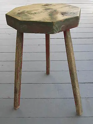 Vintage Hand Crafted Rustic Primitive Wood Stool 20  H X 13  W • $34.95