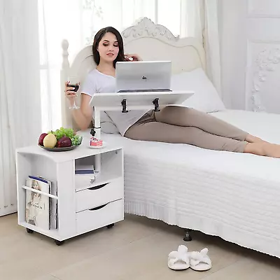 Upgraded Multifunctional Height Adjustable Overbed End Table Wooden Nightstand W • $120.36