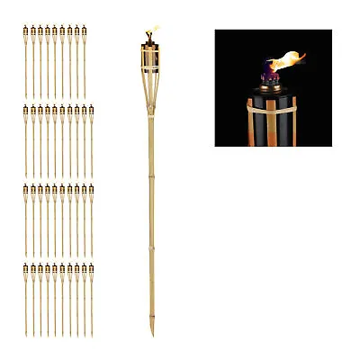40x Torches Set Bamboo Decorative Outdoor Garden Wick Oil Burning Party 90cm • £95.90