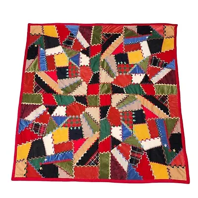 Rare Vintage House Of Hatten Colorful Velvet Crazy Quilt Vintage Blanket • $125