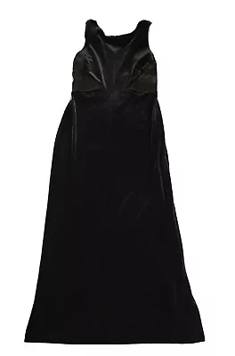 Vintage RHAPSODY Size 10 Black Velvet Dress Mesh Back Y2K 90s Prom • $24.88