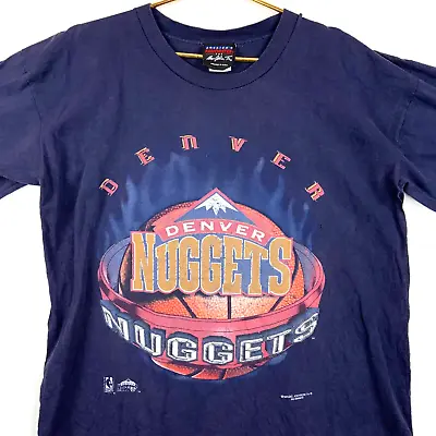 Vintage Denver Nuggets Basketball Magic Johnson T’s T-Shirt Size Large Blue Nba • $50.99