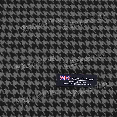 Men's 100% CASHMERE Scarf Houndstooth Black/Gray MADE IN SCOTLAND • $7.99