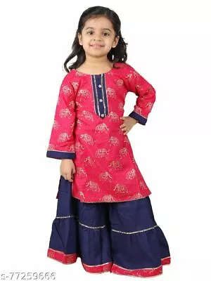 $40.90 • Buy Latest Kids Girl Stylish Printed Dress (Kurti & Sharara Set) (1 To 10 Years)