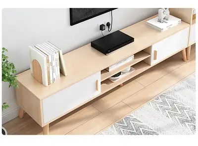 $96.69 • Buy 120cm Modern TV Stand Cabinet Wood Entertainment Unit Shelf Storage Maple