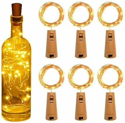 Copper Bottle String Lights Light 20 LED Warm Cool White Fairy Wine Cork Shaped • £88.66