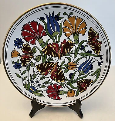 Manousakis Keramik Hand Made Greece Decorative Butterfly And Flowers Plate • $18