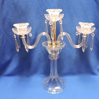 Vintage Crystal Candelabra 3 Arm Crystal Prisms Candle Holder 18  • $139.99