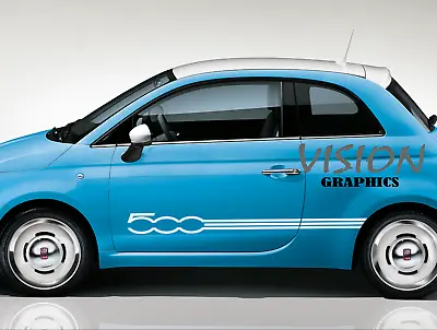 Fiat 500 Abarth Car Side Lines Skirt Stickers Decals Graphics Stripes Racing  • £17.90