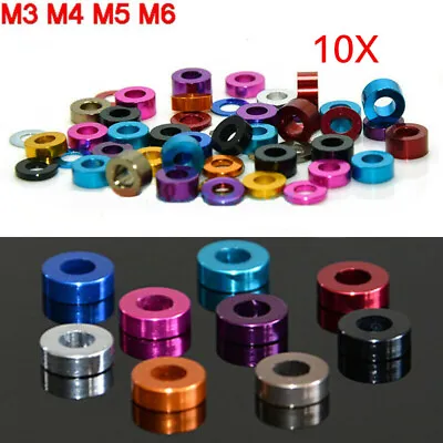 £3.73 • Buy 10X Aluminum Alloy Flat Washers M3 M4 M5 M6 Gasket Round Spacers Multiple Colour