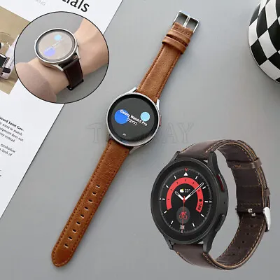 For Samsung Galaxy Watch 4 40/44/42/46mm 5 Pro Active 2 Leather Watch Band Strap • $7.17