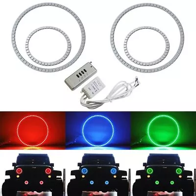 RGB Multi-Color LED Angel Eyes Halo Rings For Jeep Wrangler JK Headlight Foglamp • $68.39