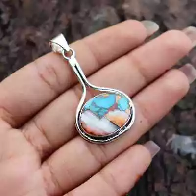 Oyster Turquoise Pendant 925 Sterling Silver Handmade Anniversary Pendant C42 • $17.06