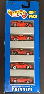 Hot Wheels Vintage 1993 Ferrari Gift Pack-All Red 5 Car Set - Free Shipping ! • $42.99