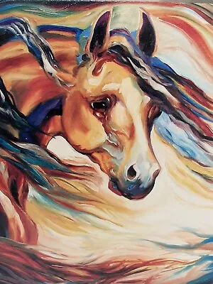MARCIA BALDWIN Westland 16”x12” Canvas Horse Boxed Wood Wall Art Print “WIND” • $55