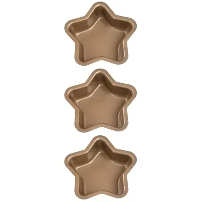  3 Pcs Star Muffin Molds Nonstick Bakeware Carbon Steel Cake • £17.85