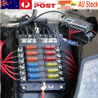 12 Way Blade Fuse Block Box Holder LED Light 12V 32V Circuit Caravan Marine Car • $21.99